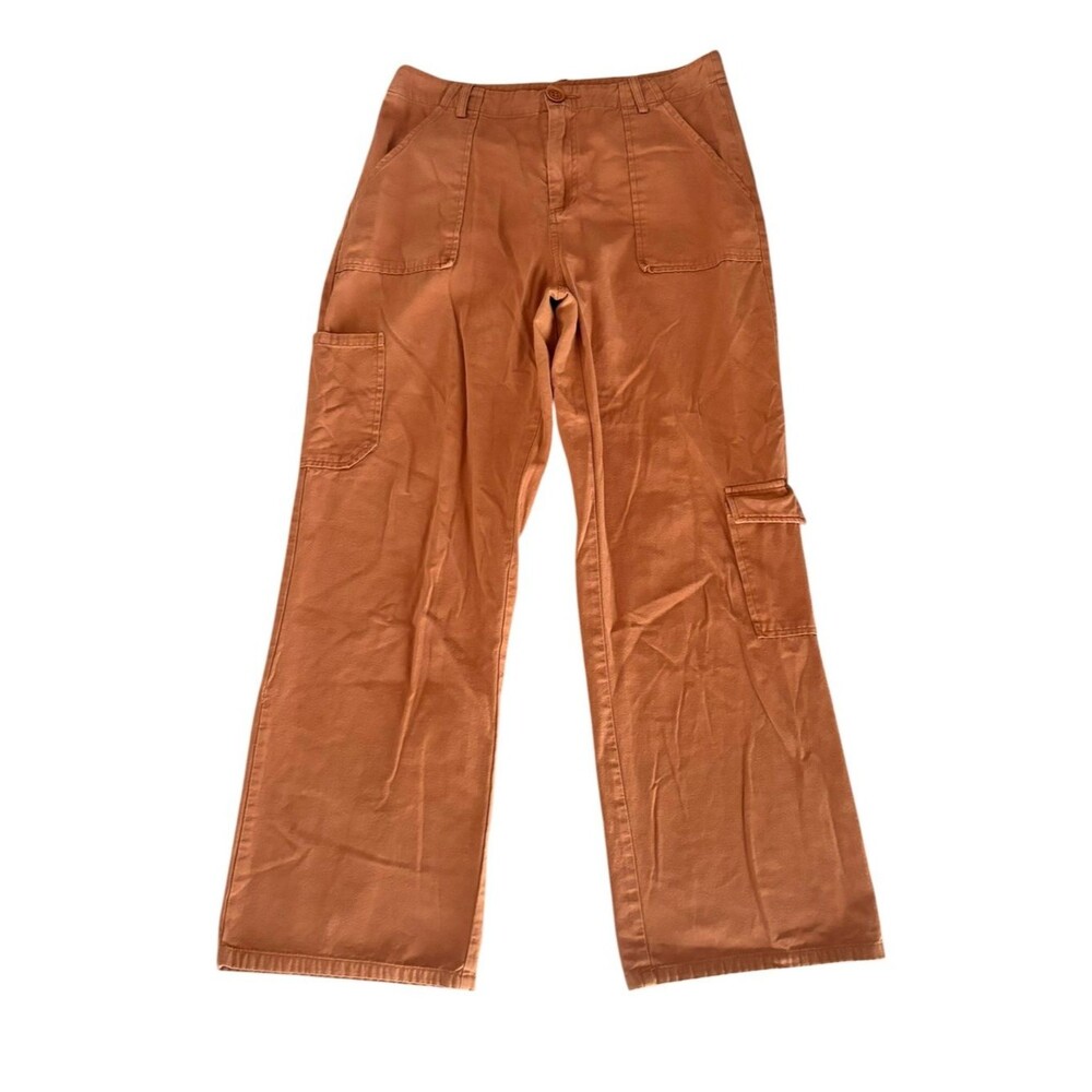 Le Lis Collection Cargo Pants Straight Leg Rust Orange Cotton Womens Medium